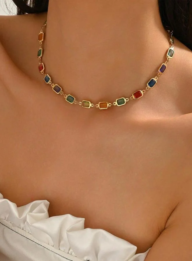 تايك تو عقد بمربع هندسي وكريستال